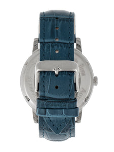 Reign Belfour Automatic Skeleton Leather-Band Watch - Silver/Blue - REIRN3603