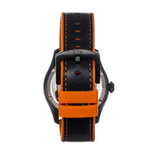 Load image into Gallery viewer, Reign Elijah Automatic Rubber Inlaid Leather-Band Watch W/Date - Black/Orange  - REIRN6505
