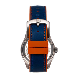 Reign Elijah Automatic Rubber Inlaid Leather-Band Watch W/Date - Blue/Orange  - REIRN6503