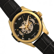 Load image into Gallery viewer, Reign Henley Automatic Semi-Skeleton Leather-Band Watch - Gold/Black - REIRN4505