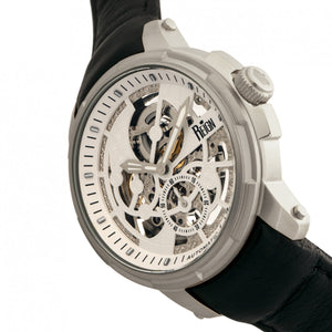Reign Matheson Automatic Skeleton Dial Leather-Band Watch - Black/White - REIRN5301