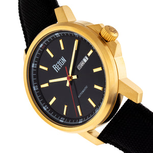 Reign Helios Automatic Leather-Band Watch w/Day/Date - Gold/Black - REIRN5706