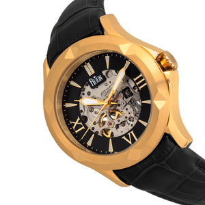 Reign Dantes Automatic Skeleton Dial Leather-Band Watch - Gold/Black - REIRN4705