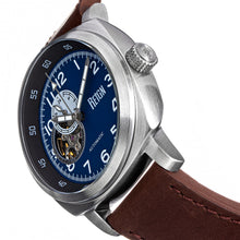 Load image into Gallery viewer, Reign Impaler Semi-Skeleton Leather-Band Watch - Blue/Brown - REIRN6105