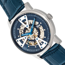 Load image into Gallery viewer, Reign Belfour Automatic Skeleton Leather-Band Watch - Silver/Blue - REIRN3603