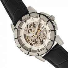 Load image into Gallery viewer, Reign Philippe Automatic Skeleton Leather-Band Watch - Black/White - REIRN4603