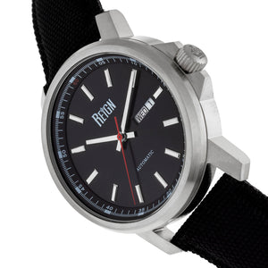 Reign Helios Automatic Leather-Band Watch w/Day/Date - Silver/Black - REIRN5705