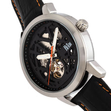 Load image into Gallery viewer, Reign Rudolf Automatic Skeleton Leather-Band Watch - Silver/Orange - REIRN5902