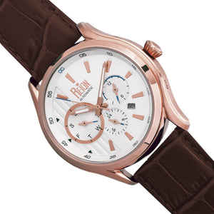 Reign Gustaf Automatic Leather-Band Watch - Brown/Rose Gold - REIRN1504