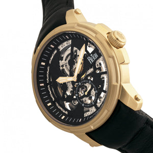 Reign Matheson Automatic Skeleton Dial Leather-Band Watch - Black/Gold - REIRN5304