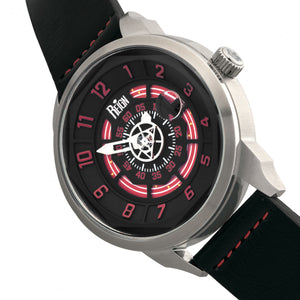 Reign Lafleur Automatic Leather-Band Watch w/Date - Silver/Red - REIRN5405