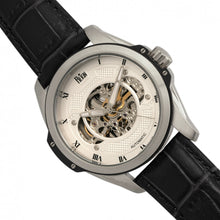 Load image into Gallery viewer, Reign Henley Automatic Semi-Skeleton Leather-Band Watch - Black/White - REIRN4503