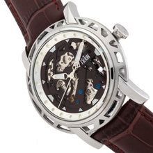 Load image into Gallery viewer, Reign Stavros Automatic Skeleton Leather-Band Watch - Silver/Dark Brown - REIRN3701