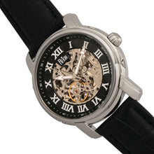 Load image into Gallery viewer, Reign Kahn Automatic Skeleton Leather-Band Watch - Silver/Black - REIRN4304