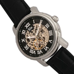 Reign Kahn Automatic Skeleton Leather-Band Watch - Silver/Black - REIRN4304