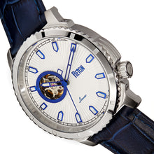 Load image into Gallery viewer, Reign Bauer Automatic Semi-Skeleton Leather-Band Watch - Silver/Blue - REIRN6003
