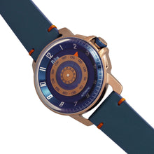 Load image into Gallery viewer, Reign Monarch Automatic Domed Leather-Band Watch - Rose Gold/Blue - REIRN5203
