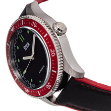 Load image into Gallery viewer, Reign Elijah Automatic Rubber Inlaid Leather-Band Watch W/Date - Black/Red - REIRN6504