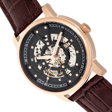 Load image into Gallery viewer, Reign Belfour Automatic Skeleton Leather-Band Watch - Rose Gold/Black - REIRN3605
