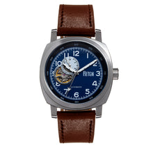 Load image into Gallery viewer, Reign Impaler Semi-Skeleton Leather-Band Watch - Blue/Brown - REIRN6105