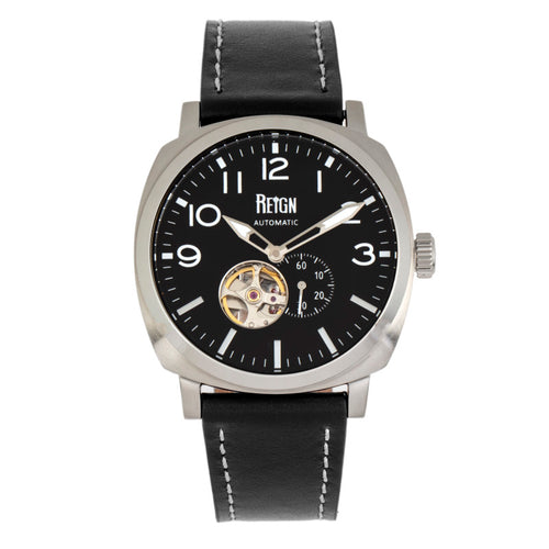 Reign Napoleon Automatic Semi-Skeleton Leather-Band Watch - REIRN5801