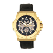 Load image into Gallery viewer, Reign Commodus Automatic Skeleton Leather-Band Watch - Gold/Black - REIRN4004
