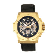 Load image into Gallery viewer, Reign Commodus Automatic Skeleton Leather-Band Watch - Gold/Black - REIRN4004