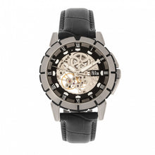 Load image into Gallery viewer, Reign Philippe Automatic Skeleton Leather-Band Watch - Black/Silver - REIRN4604
