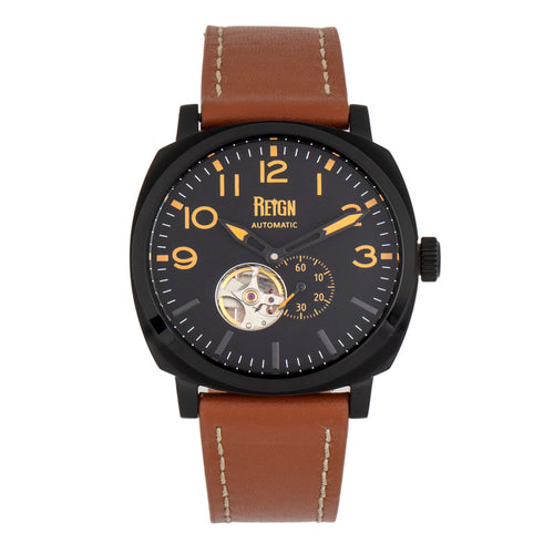 Reign Napoleon Automatic Semi-Skeleton Leather-Band Watch - REIRN5805
