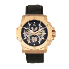 Load image into Gallery viewer, Reign Commodus Automatic Skeleton Leather-Band Watch - Rose Gold/Black - REIRN4005