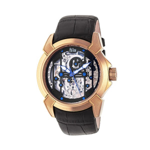 Reign Optimus Automatic Skeleton Leather-Band Watch - Rose Gold/Black - REIRN3806