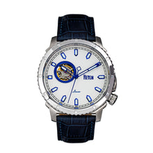 Load image into Gallery viewer, Reign Bauer Automatic Semi-Skeleton Leather-Band Watch - Silver/Blue - REIRN6003
