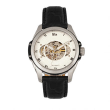 Load image into Gallery viewer, Reign Henley Automatic Semi-Skeleton Leather-Band Watch - Black/White - REIRN4503
