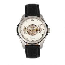 Load image into Gallery viewer, Reign Henley Automatic Semi-Skeleton Leather-Band Watch - Black/White - REIRN4503