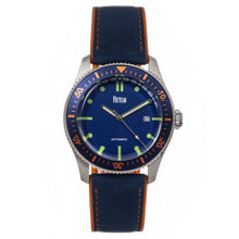 Load image into Gallery viewer, Reign Elijah Automatic Rubber Inlaid Leather-Band Watch W/Date - Blue/Orange  - REIRN6503