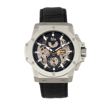 Load image into Gallery viewer, Reign Commodus Automatic Skeleton Leather-Band Watch - Silver/Black - REIRN4002
