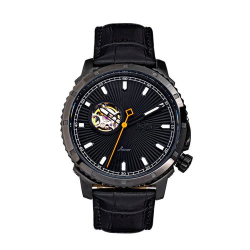 Reign Bauer Automatic Semi-Skeleton Leather-Band Watch - REIRN6007
