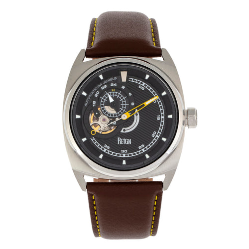 Reign Astro Semi-Skeleton Leather-Band Watch - REIRN5502