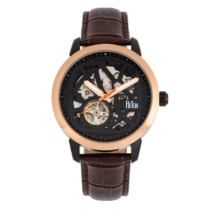 Reign Rudolf Automatic Skeleton Leather-Band Watch - Brown/Black - REIRN5903