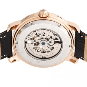 Reign Kahn Automatic Skeleton Leather-Band Watch - Rose Gold/Black - REIRN4306