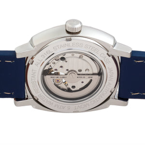 Reign Napoleon Automatic Semi-Skeleton Leather-Band Watch - Silver/Blue - REIRN5802