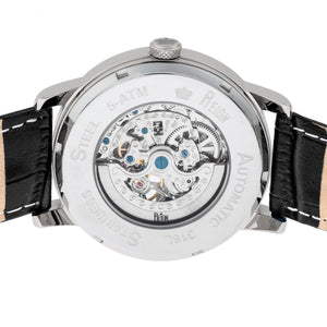 Reign Belfour Automatic Skeleton Leather-Band Watch - Silver - REIRN3601