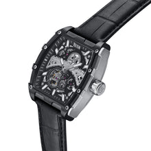 Load image into Gallery viewer, Reign Olympia Automatic Semi-Skeleton Leather-Band Watch - Black - REIRN5604