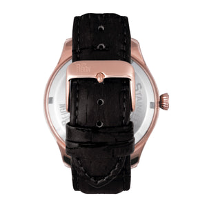 Reign Gustaf Automatic Leather-Band Watch - Black/Rose Gold - REIRN1505