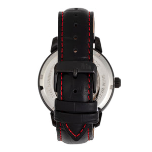 Reign Rudolf Automatic Skeleton Leather-Band Watch - Black/Red - REIRN5904
