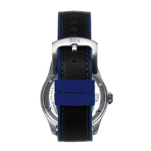 Load image into Gallery viewer, Reign Elijah Automatic Rubber Inlaid Leather-Band Watch W/Date - Black/Blue - REIRN6501
