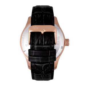 Reign Bhutan Leather-Band Automatic Watch - Rose Gold/Black - REIRN1606