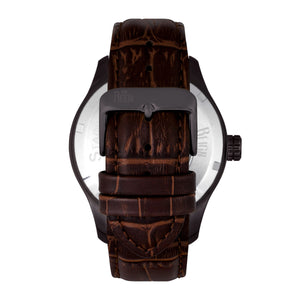 Reign Bhutan Leather-Band Automatic Watch - Black/Brown - REIRN1604