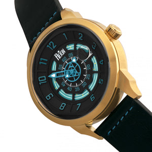 Reign Lafleur Automatic Leather-Band Watch w/Date - Gold/Teal - REIRN5406