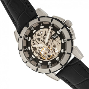 Reign Philippe Automatic Skeleton Leather-Band Watch - Black/Silver - REIRN4604